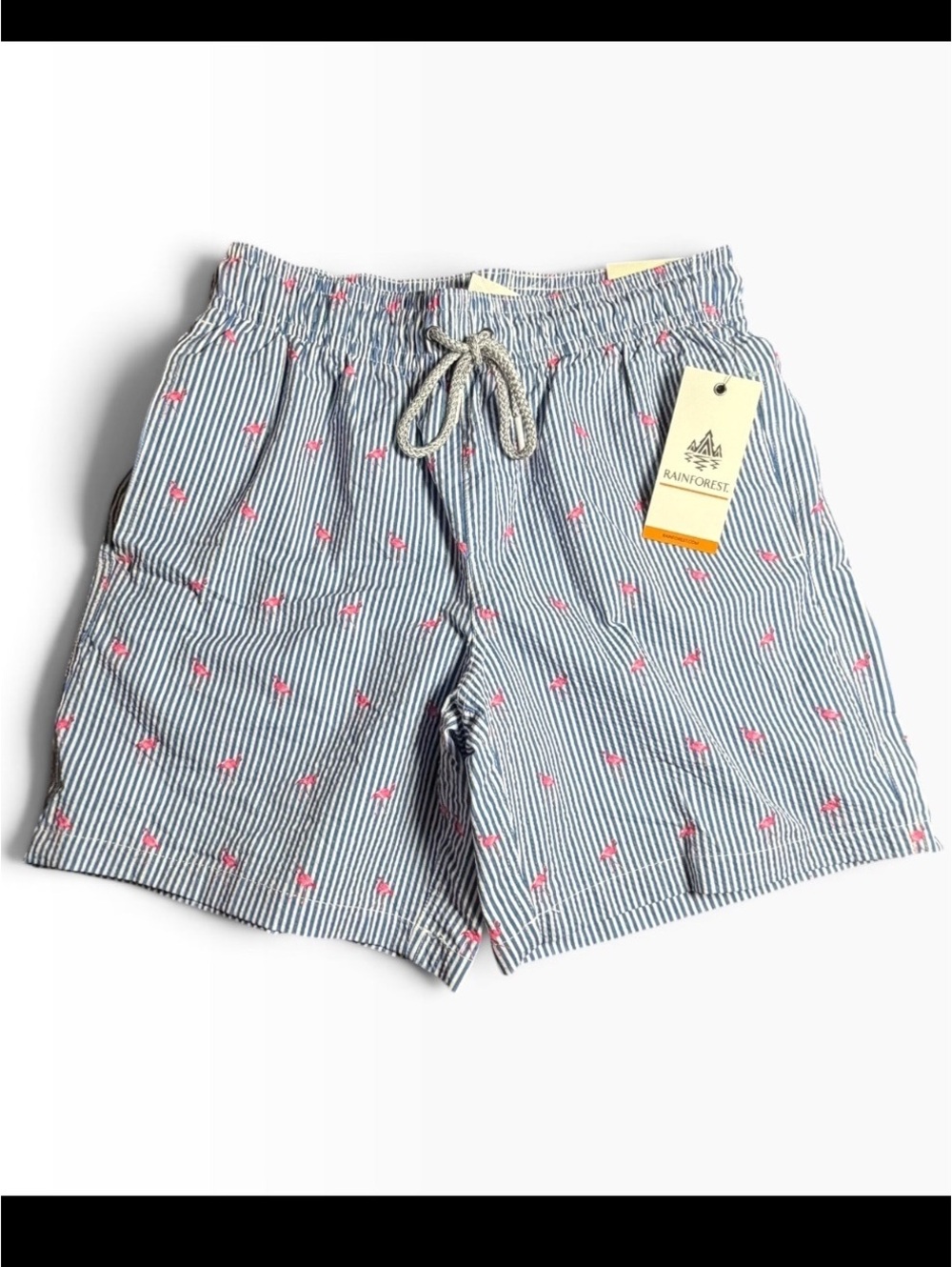 RAINFOREST flamingo vertical stripes comfort liner swim beach trunks shorts $115
